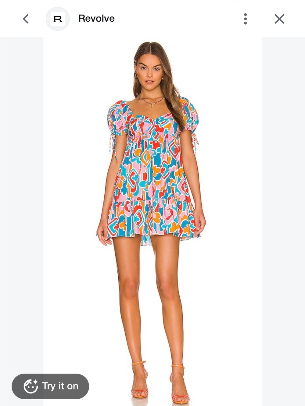 Amanda Uprichard Multicolor Floral Puff-Sleeve Mini Dress Size M NWT